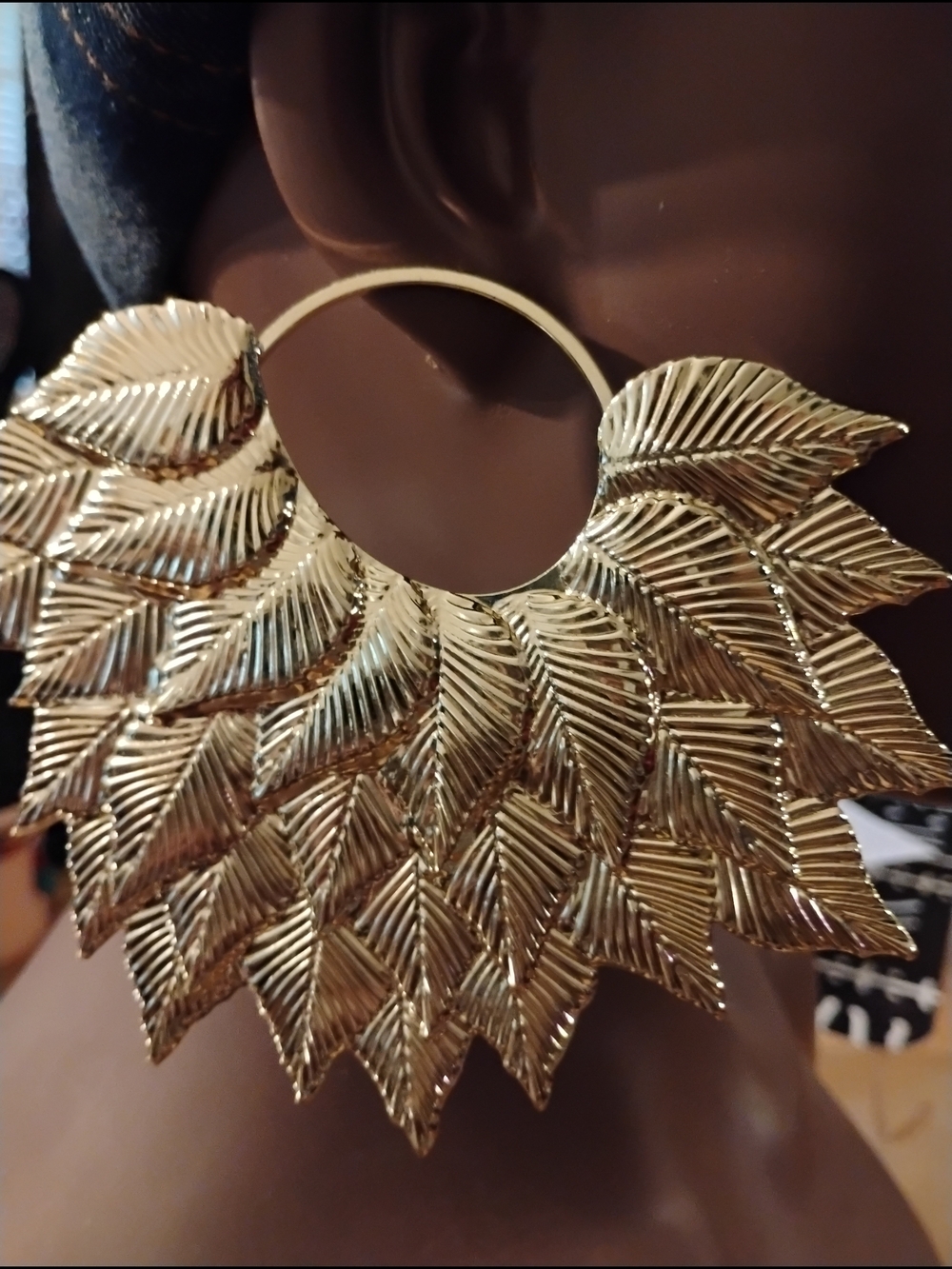 Gold Leaf Statement Hoop Earrings -make your  look pop with this unique look